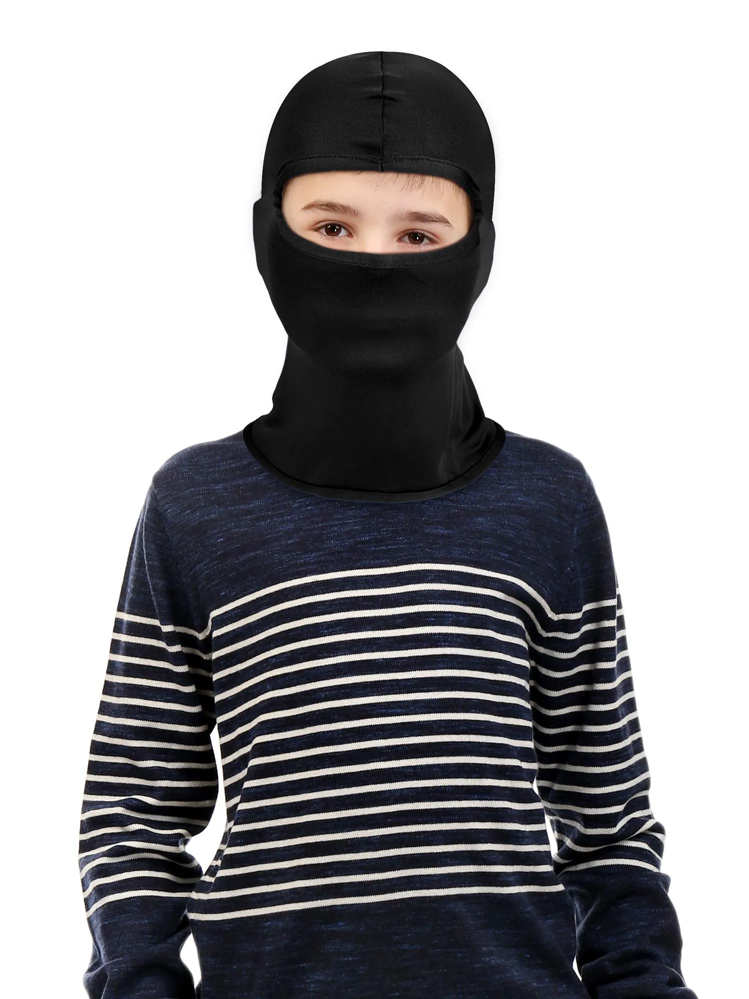6 Pieces Kids Summer Neck Gaiter Sunscreen Face Breathable Long Neck Gaiter for Outdoor Activities Black