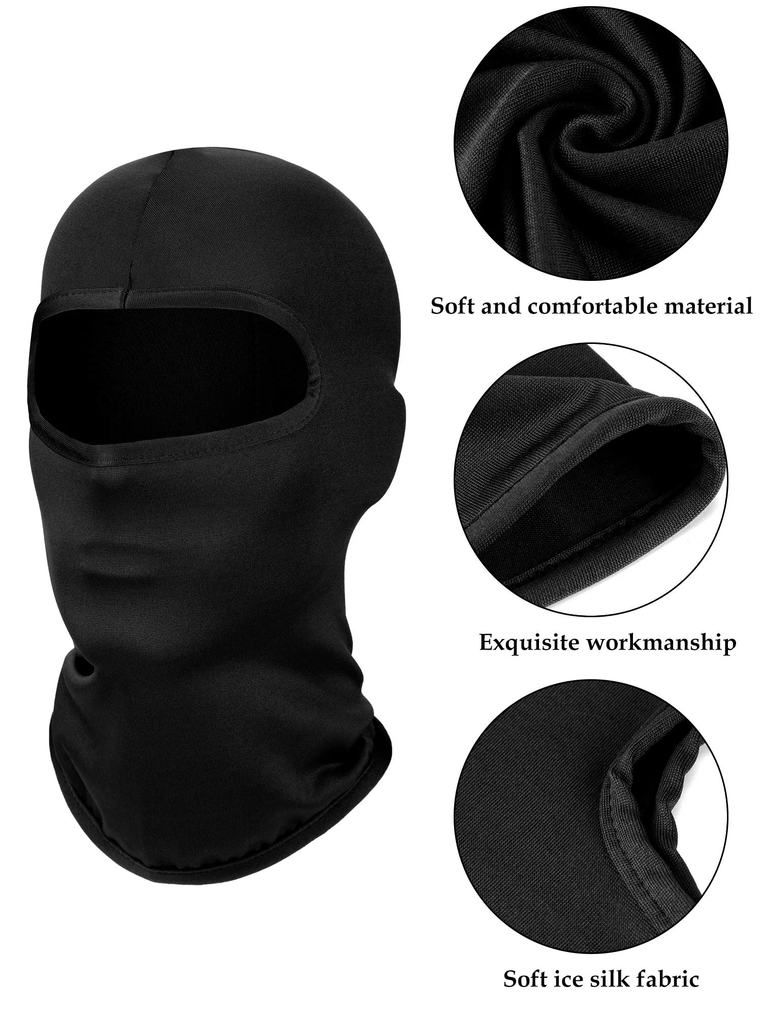 6 Pieces Kids Summer Neck Gaiter Sunscreen Face Breathable Long Neck Gaiter for Outdoor Activities Black