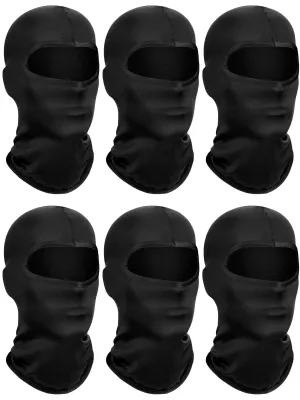 6 Pieces Kids Summer Neck Gaiter Sunscreen Face Breathable Long Neck Gaiter for Outdoor Activities Black