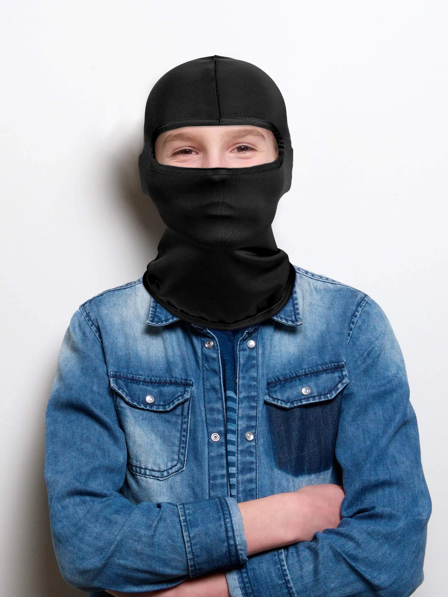 6 Pieces Kids Summer Neck Gaiter Sunscreen Face Breathable Long Neck Gaiter for Outdoor Activities Black