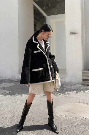 8GIRLS DESIGN OVERSIZED BORG JACKET IN BLACK
