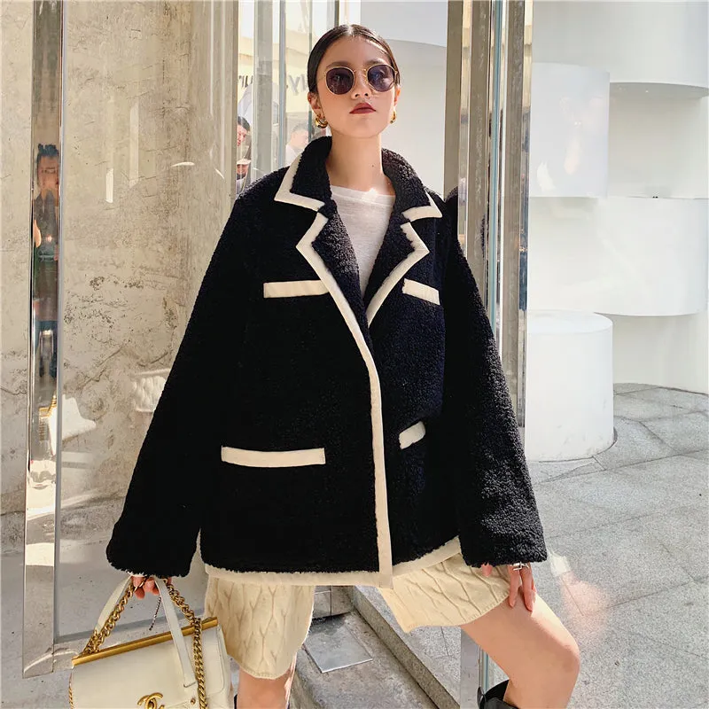 8GIRLS DESIGN OVERSIZED BORG JACKET IN BLACK