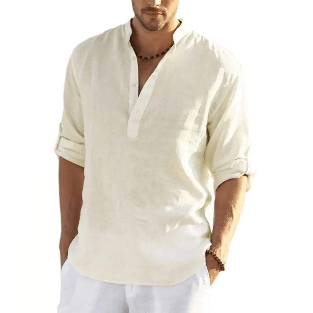 Acewonders™ Men's Cotton Linen Henley Shirt