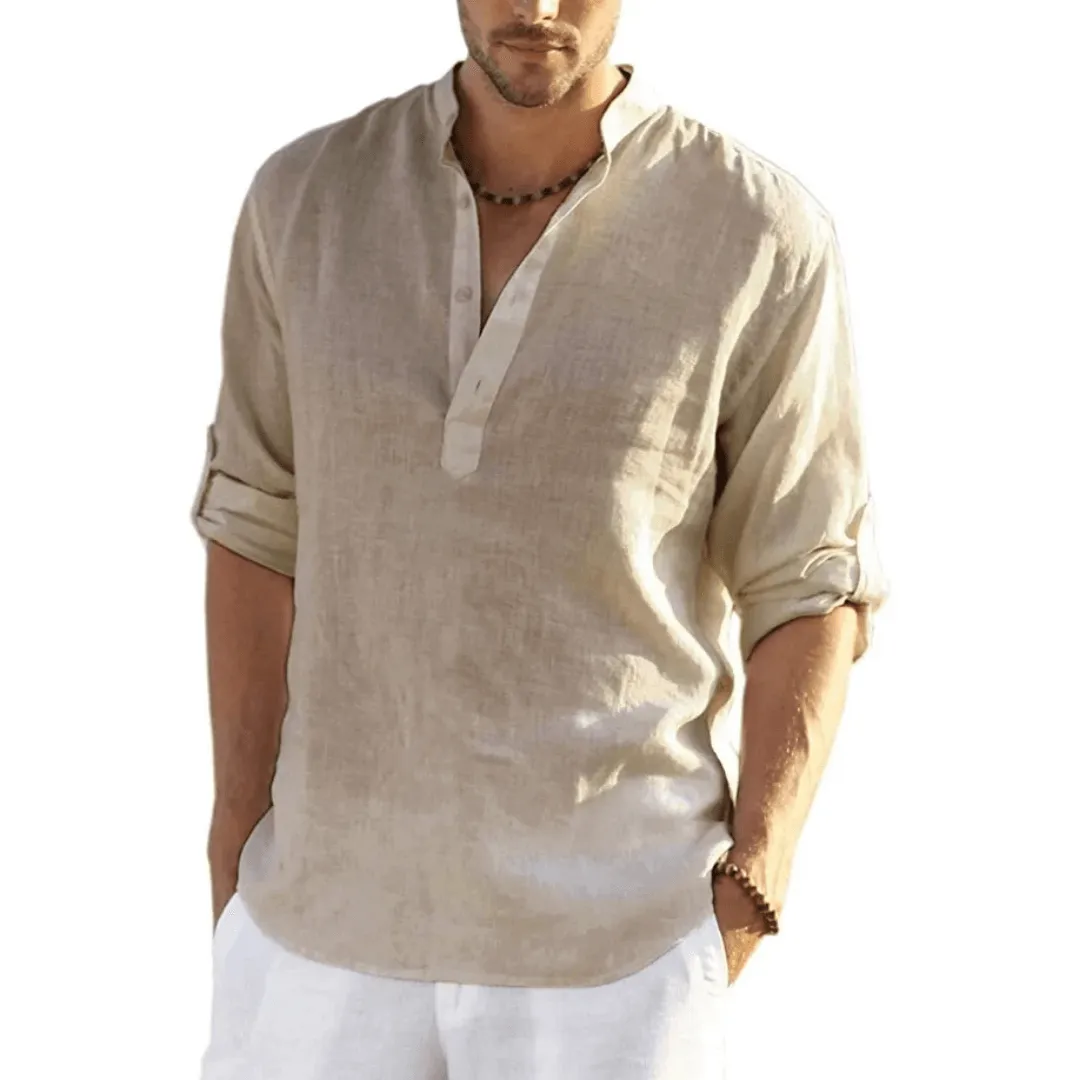 Acewonders™ Men's Cotton Linen Henley Shirt