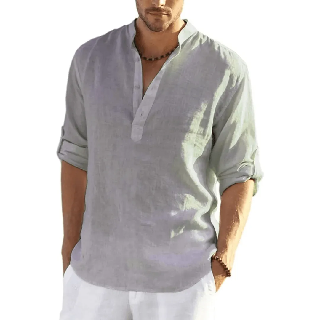 Acewonders™ Men's Cotton Linen Henley Shirt