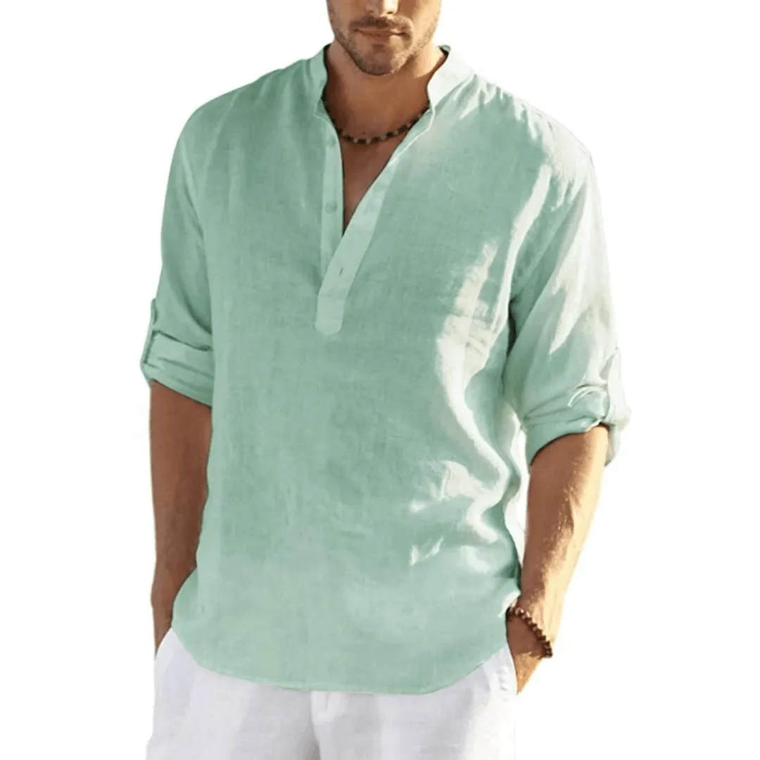 Acewonders™ Men's Cotton Linen Henley Shirt