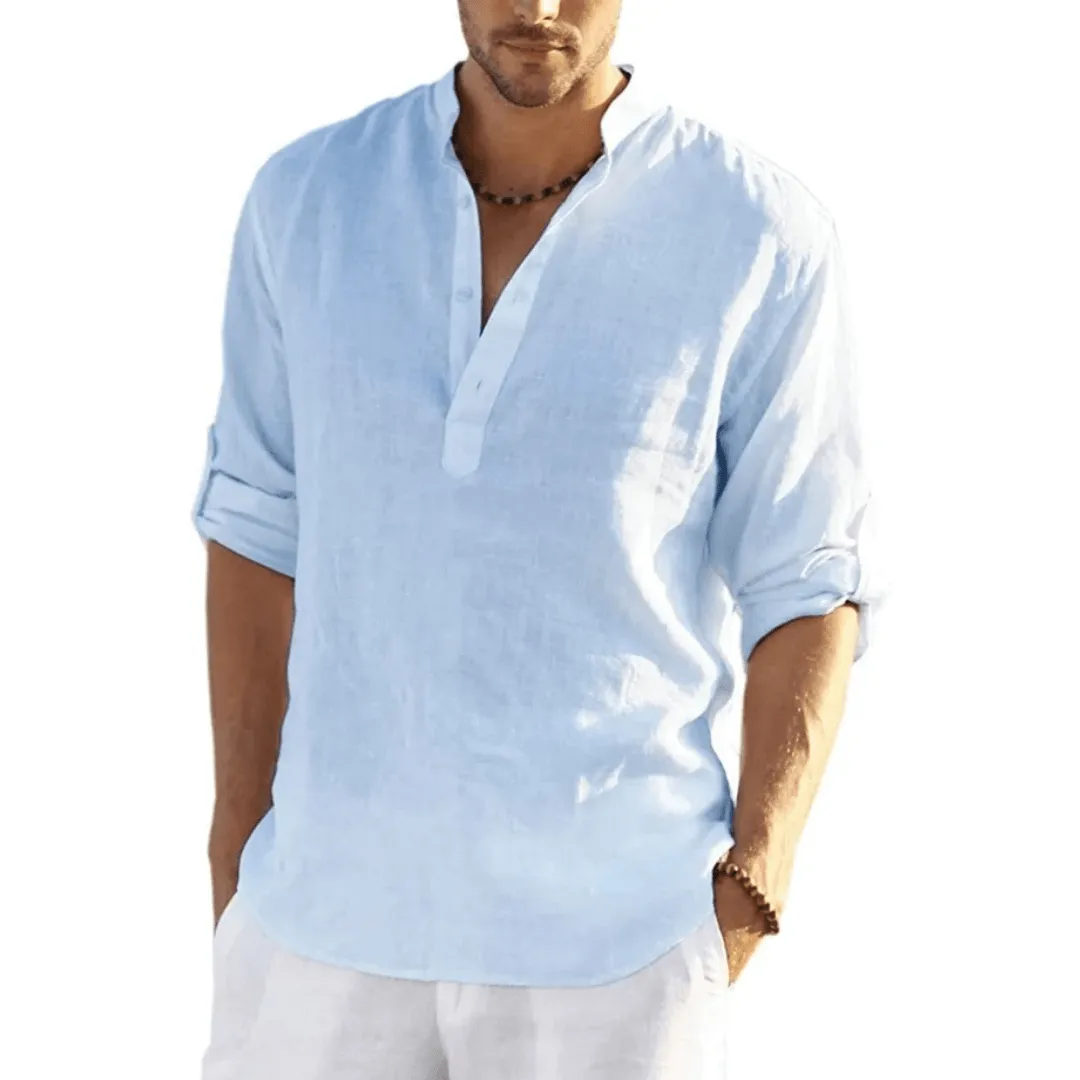 Acewonders™ Men's Cotton Linen Henley Shirt