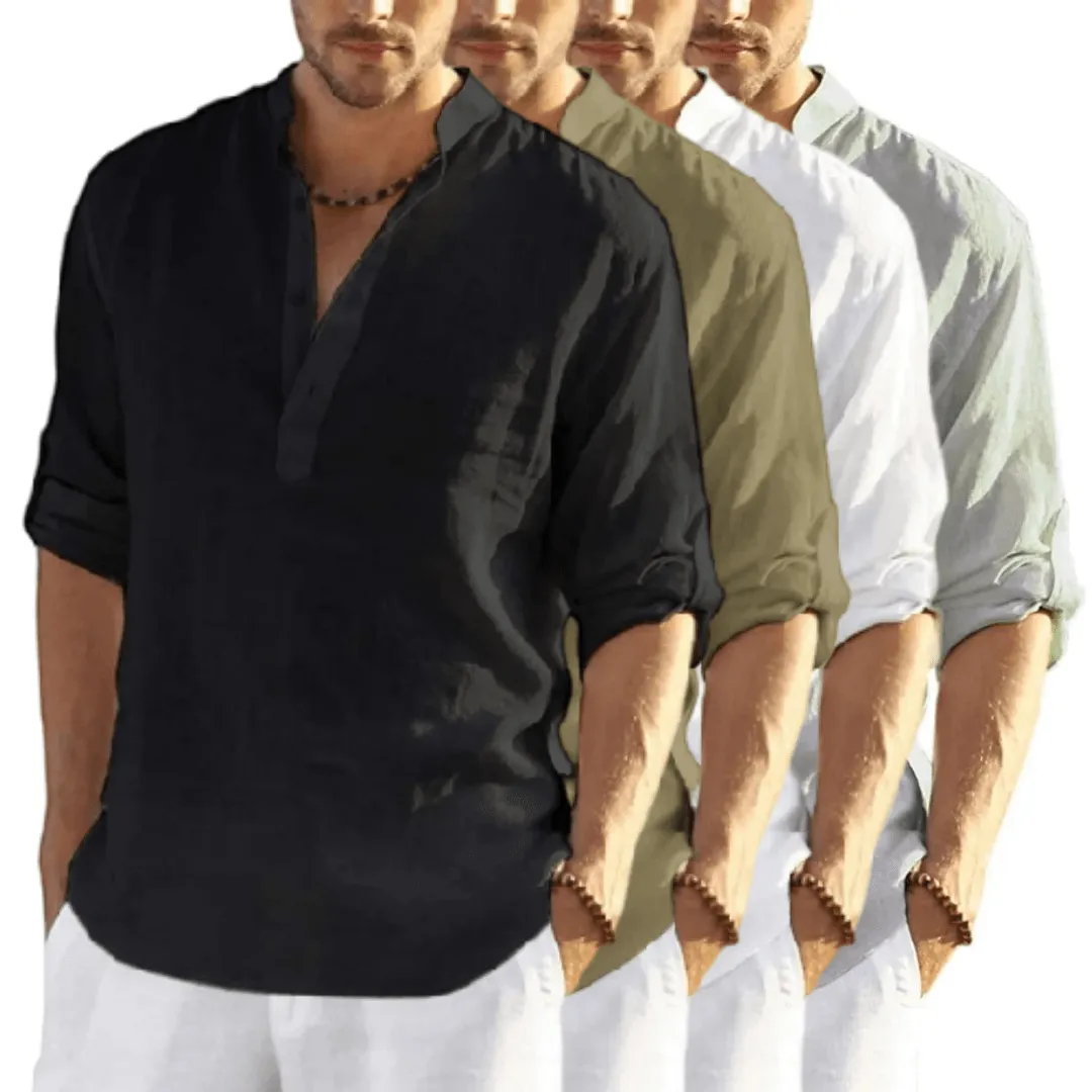 Acewonders™ Men's Cotton Linen Henley Shirt