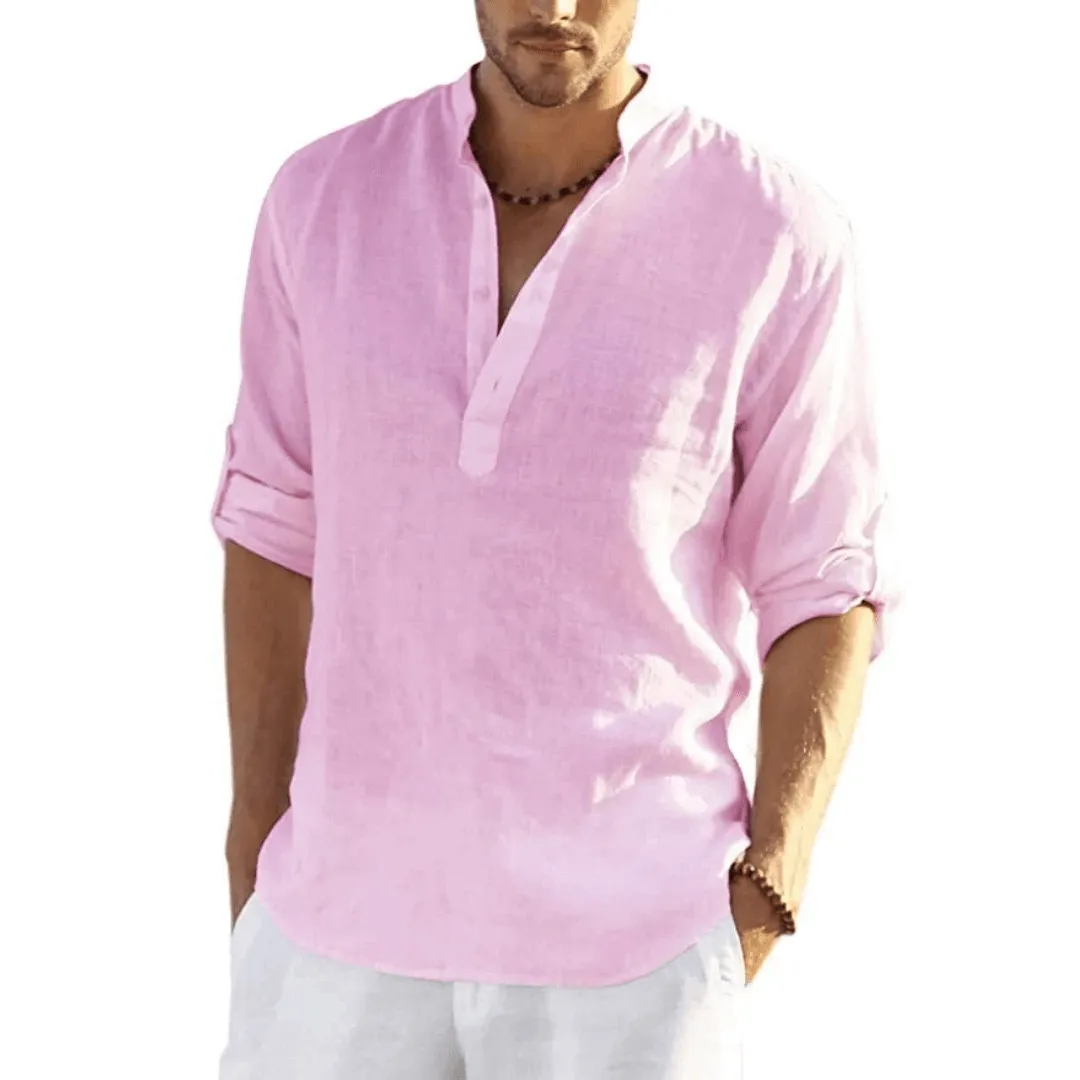 Acewonders™ Men's Cotton Linen Henley Shirt