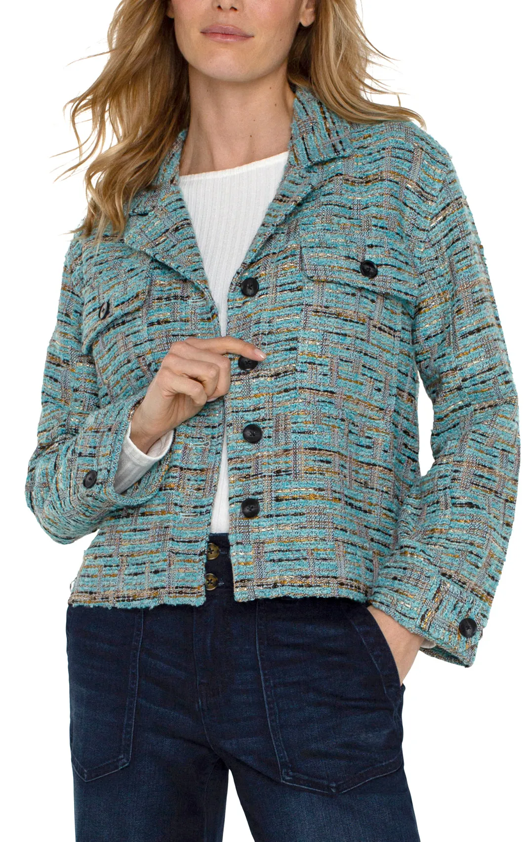 Boxy Shacket - Ocean Boucle