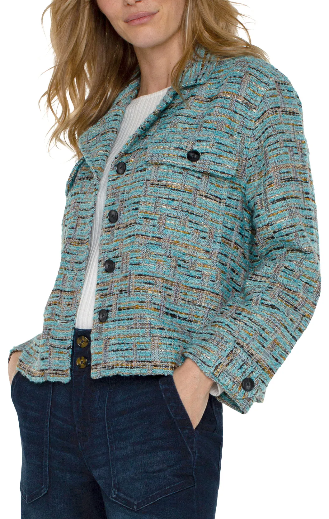 Boxy Shacket - Ocean Boucle