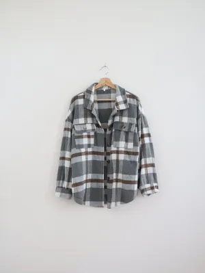 Brown & Gray Plaid Shacket (XL)