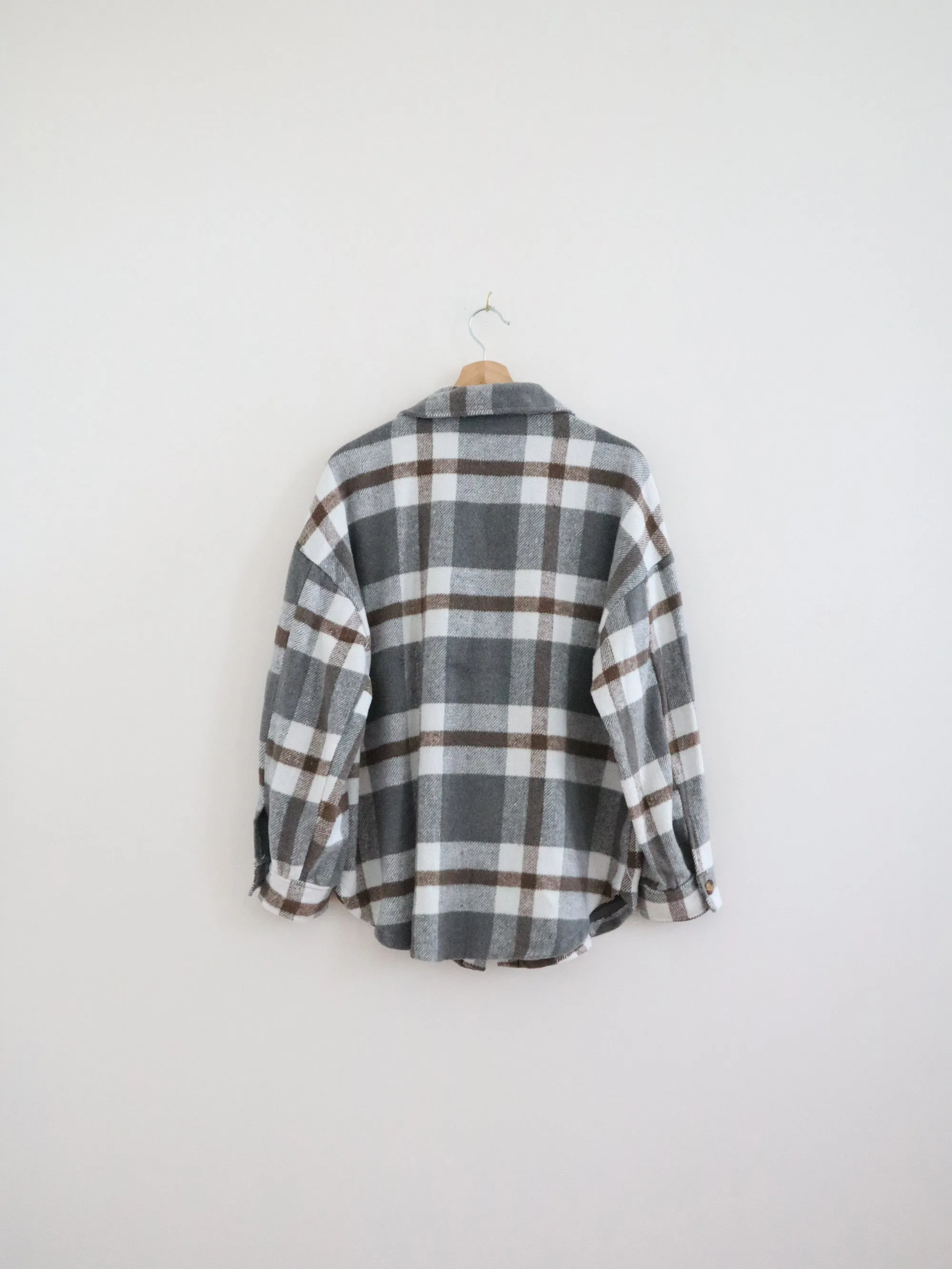 Brown & Gray Plaid Shacket (XL)