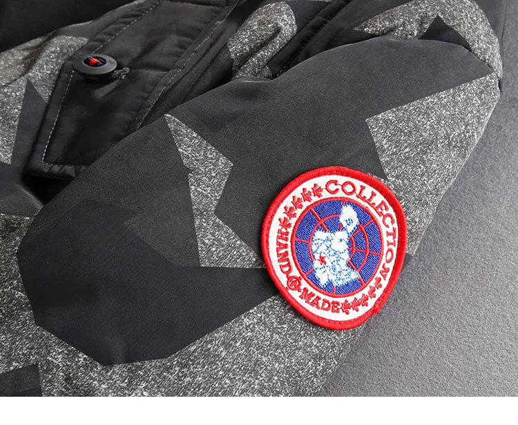 CAMOUFLAGE DESIGN BADGE JACKET IN CAMO WITH MA1 POCKET