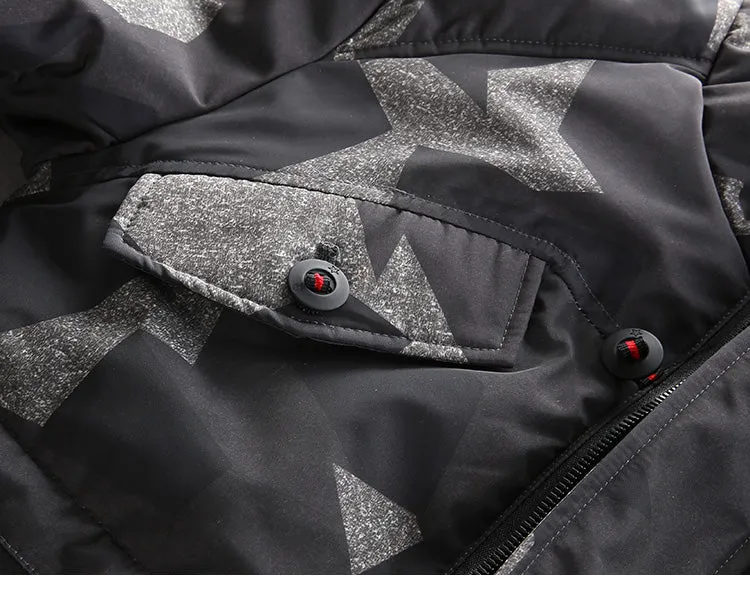 CAMOUFLAGE DESIGN BADGE JACKET IN CAMO WITH MA1 POCKET