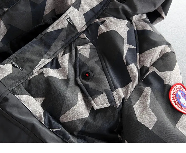 CAMOUFLAGE DESIGN BADGE JACKET IN CAMO WITH MA1 POCKET
