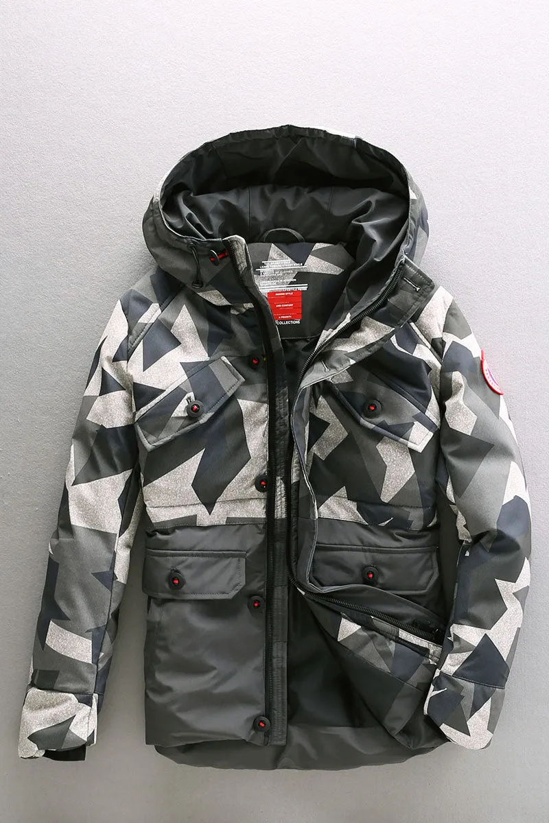 CAMOUFLAGE DESIGN BADGE JACKET IN CAMO WITH MA1 POCKET