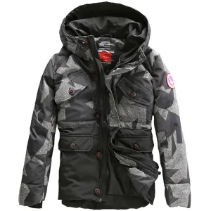 CAMOUFLAGE DESIGN BADGE JACKET IN CAMO WITH MA1 POCKET