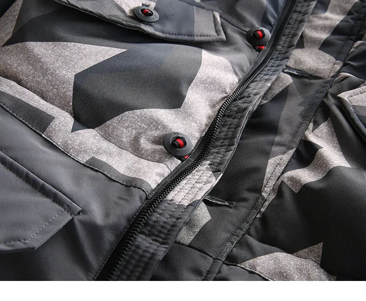 CAMOUFLAGE DESIGN BADGE JACKET IN CAMO WITH MA1 POCKET