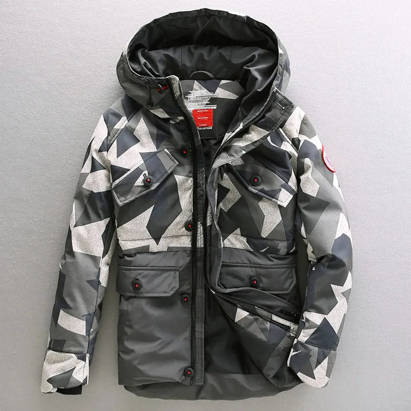 CAMOUFLAGE DESIGN BADGE JACKET IN CAMO WITH MA1 POCKET