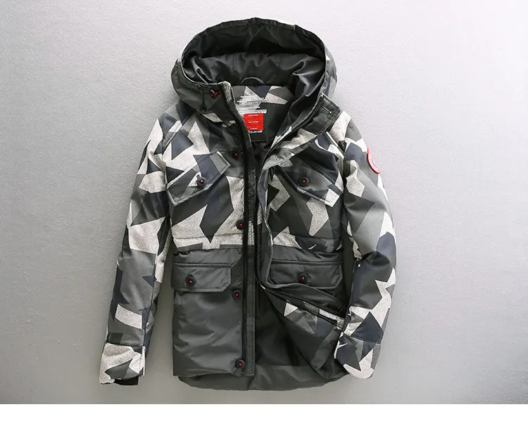 CAMOUFLAGE DESIGN BADGE JACKET IN CAMO WITH MA1 POCKET