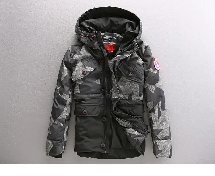 CAMOUFLAGE DESIGN BADGE JACKET IN CAMO WITH MA1 POCKET