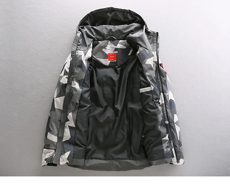 CAMOUFLAGE DESIGN BADGE JACKET IN CAMO WITH MA1 POCKET