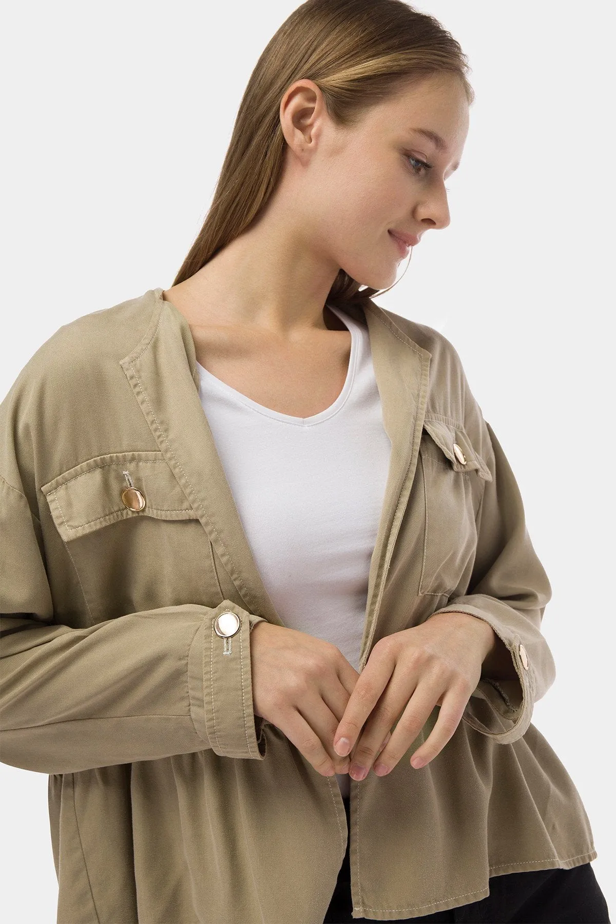 Cargo Jacket For Women - Sand