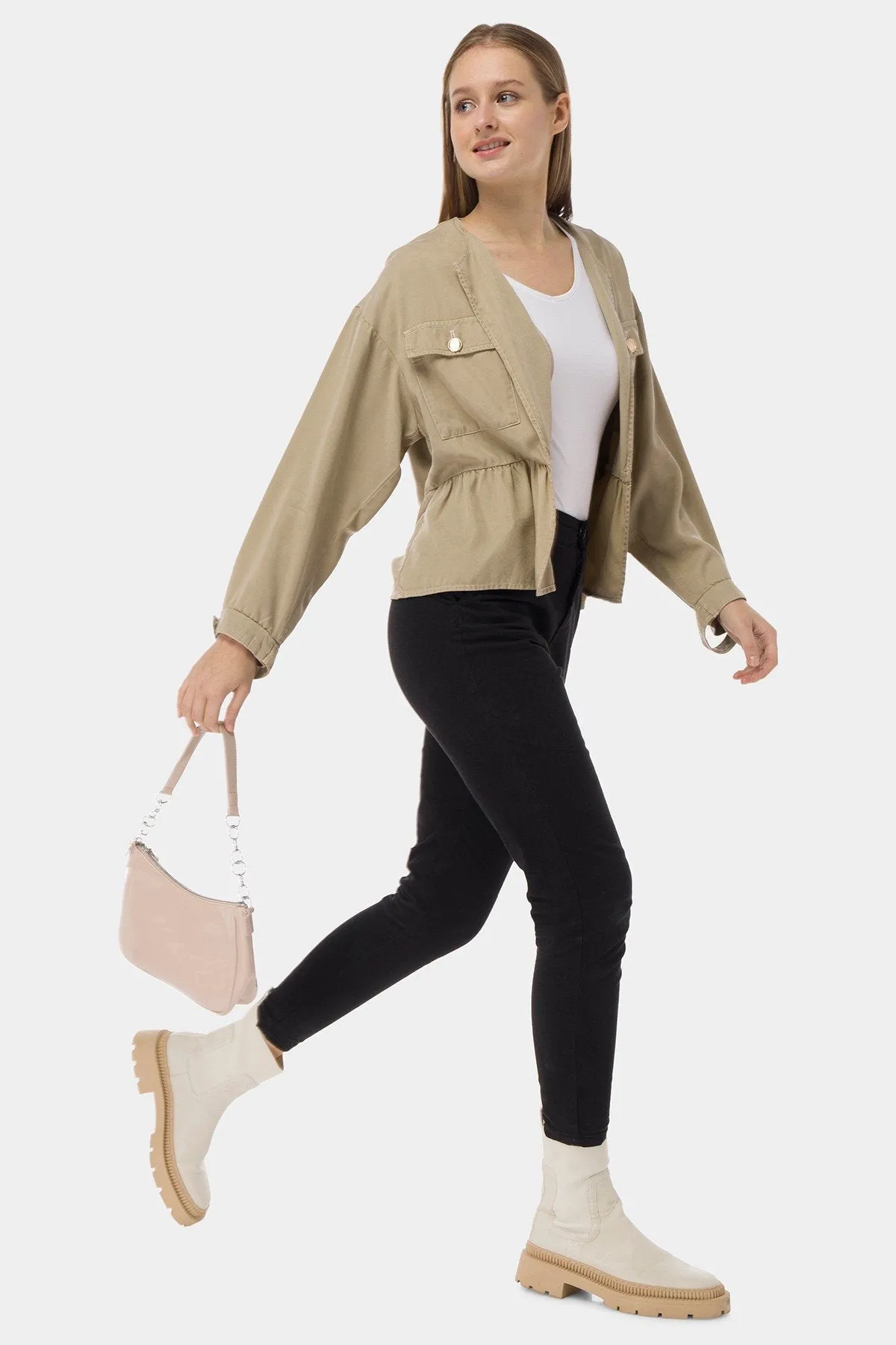 Cargo Jacket For Women - Sand