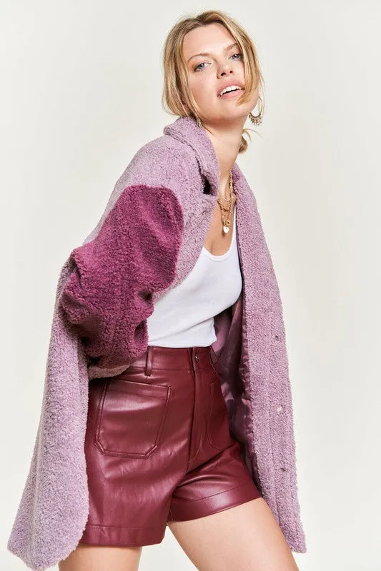 Color Black Oversized Sherpa Jacket PLUS SIZE