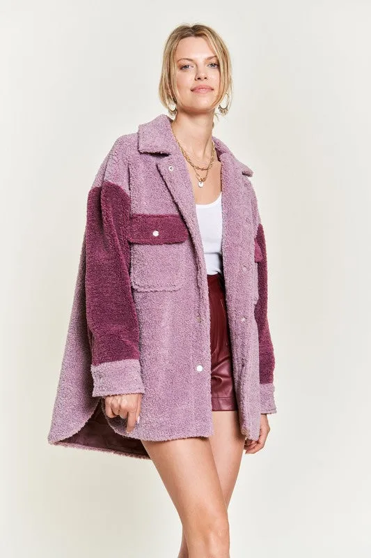 Color Black Oversized Sherpa Jacket PLUS SIZE