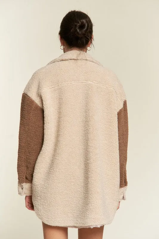 Color Black Oversized Sherpa Jacket PLUS SIZE