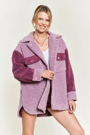 Color Black Oversized Sherpa Jacket PLUS SIZE