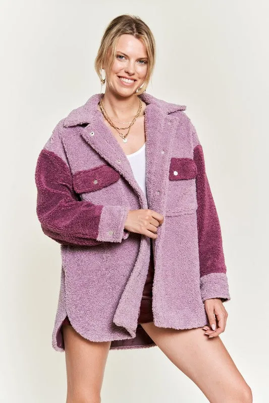Color Black Oversized Sherpa Jacket PLUS SIZE