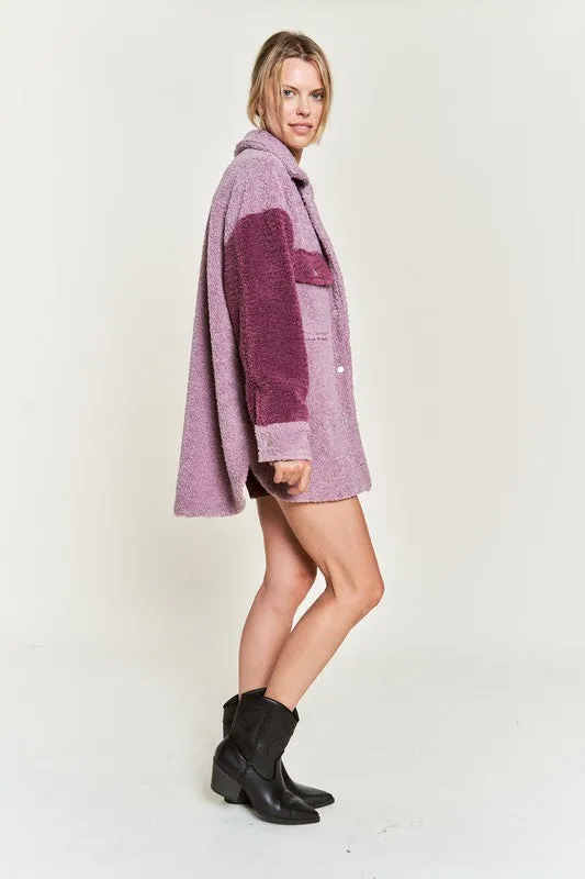 Color Black Oversized Sherpa Jacket PLUS SIZE