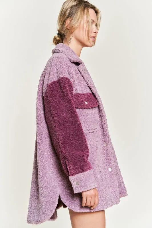 Color Black Oversized Sherpa Jacket PLUS SIZE