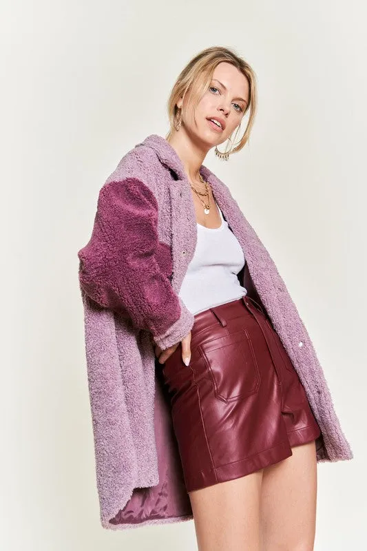 Color Black Oversized Sherpa Jacket PLUS SIZE