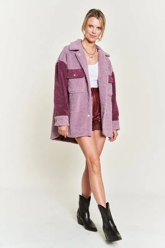 Color Black Oversized Sherpa Jacket PLUS SIZE