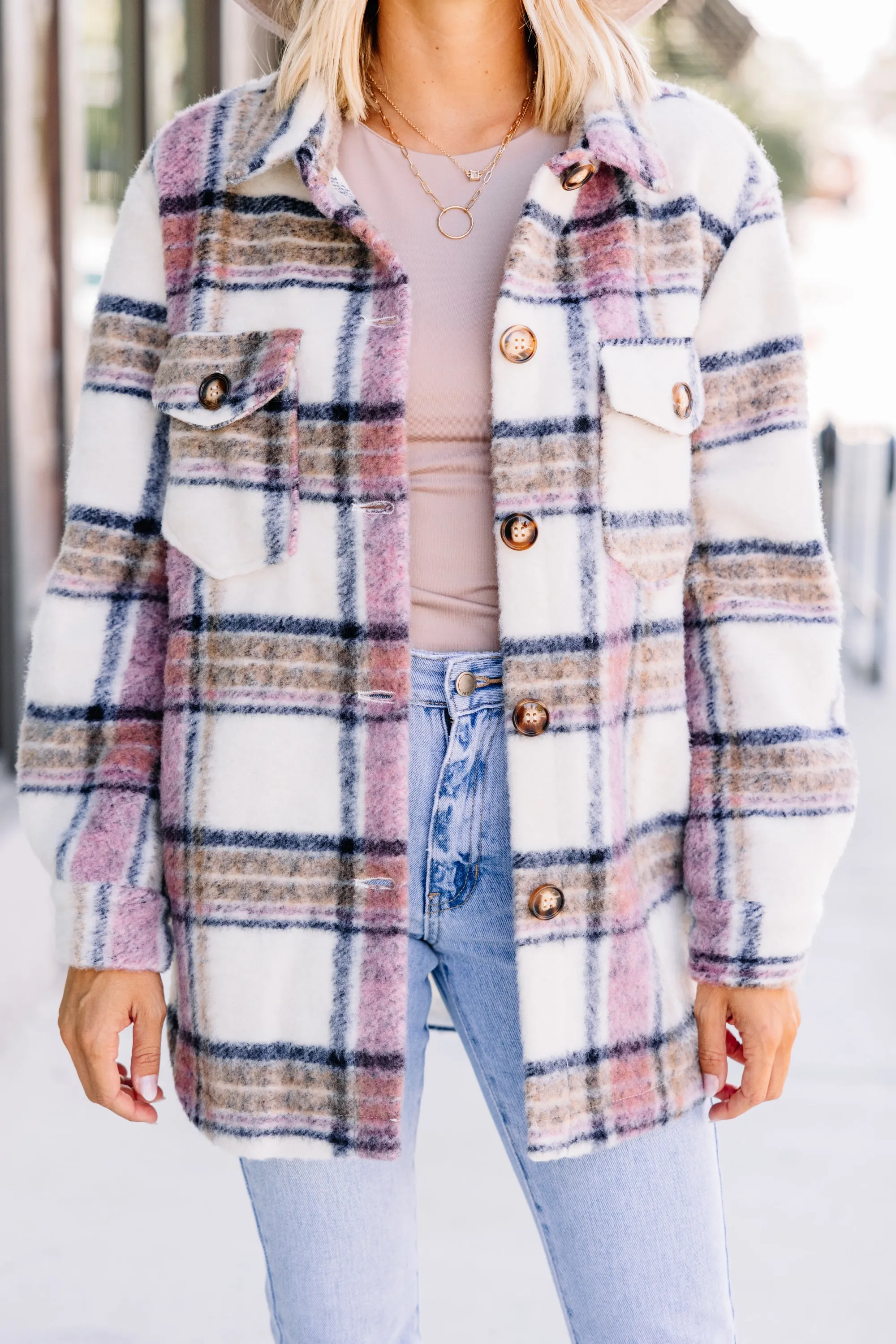Come Around Pink Plaid Shacket