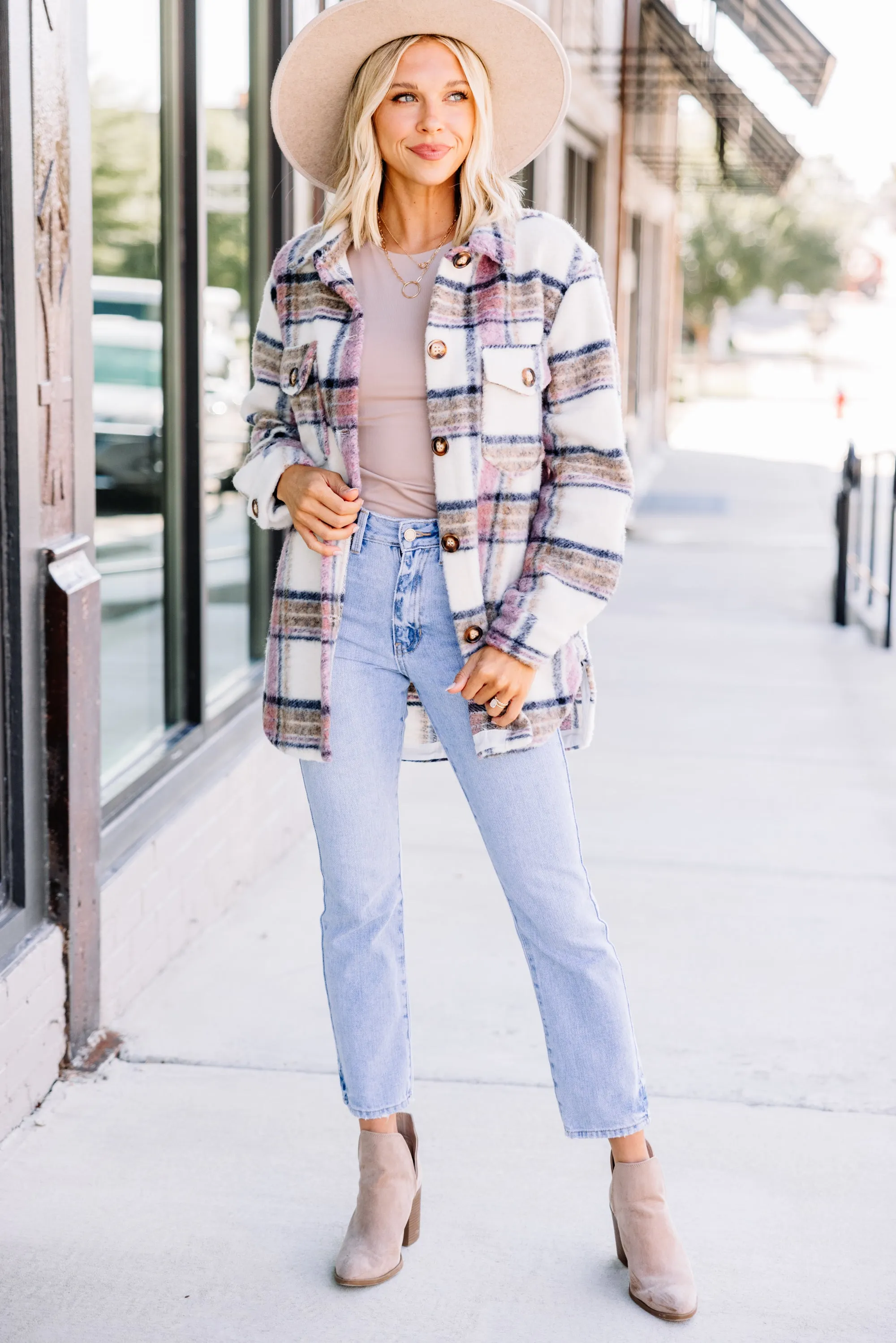 Come Around Pink Plaid Shacket