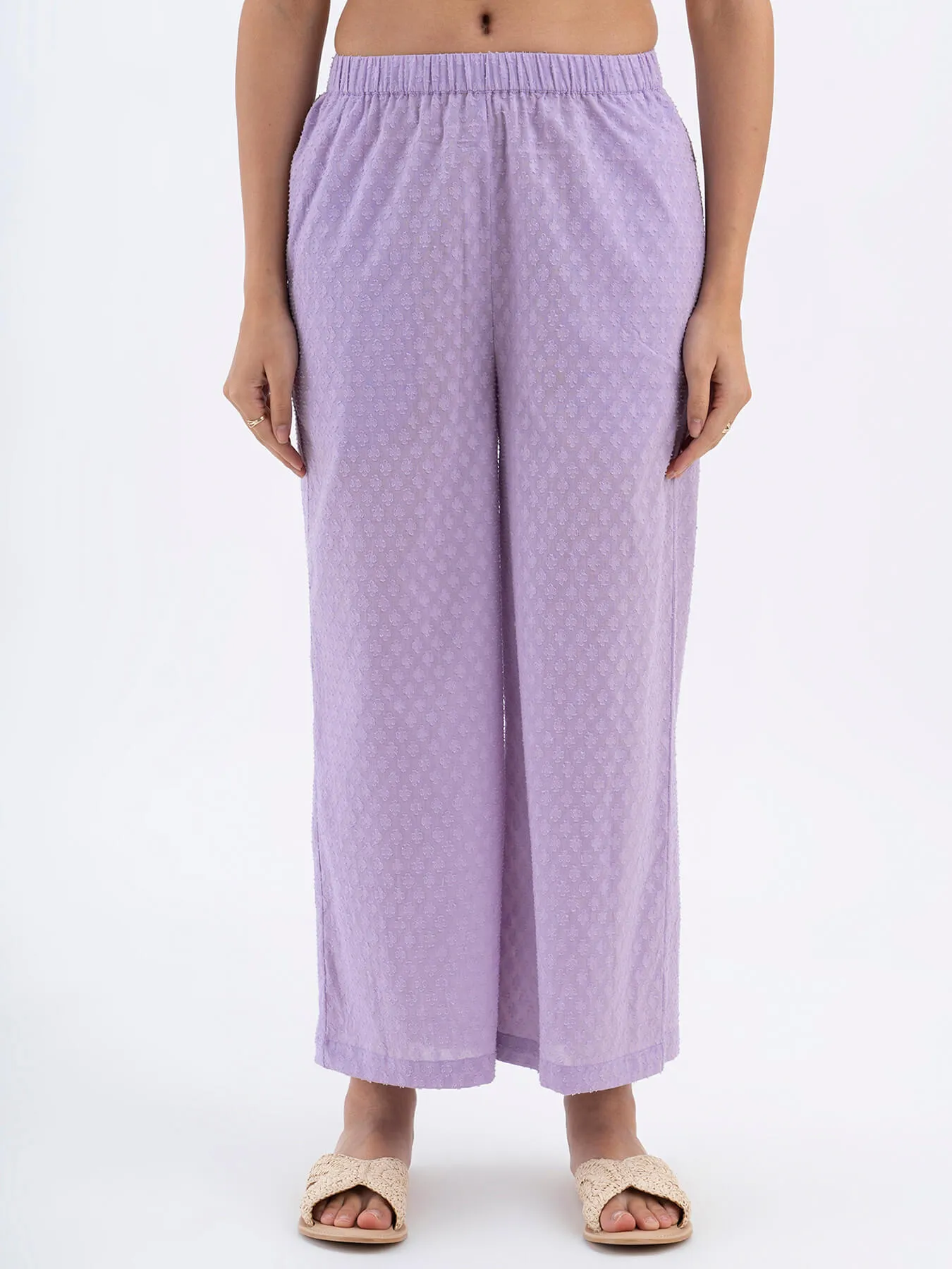 Cotton Jacquard Kurta Set - Lilac