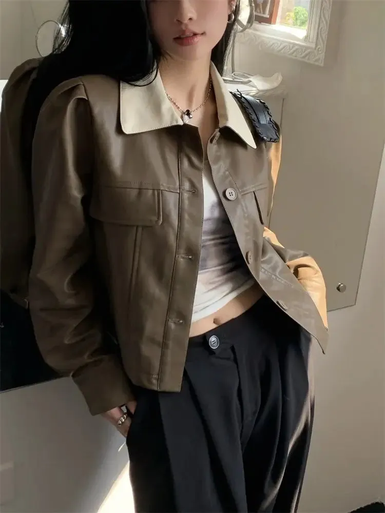 Cropped Leather Biker Jacket