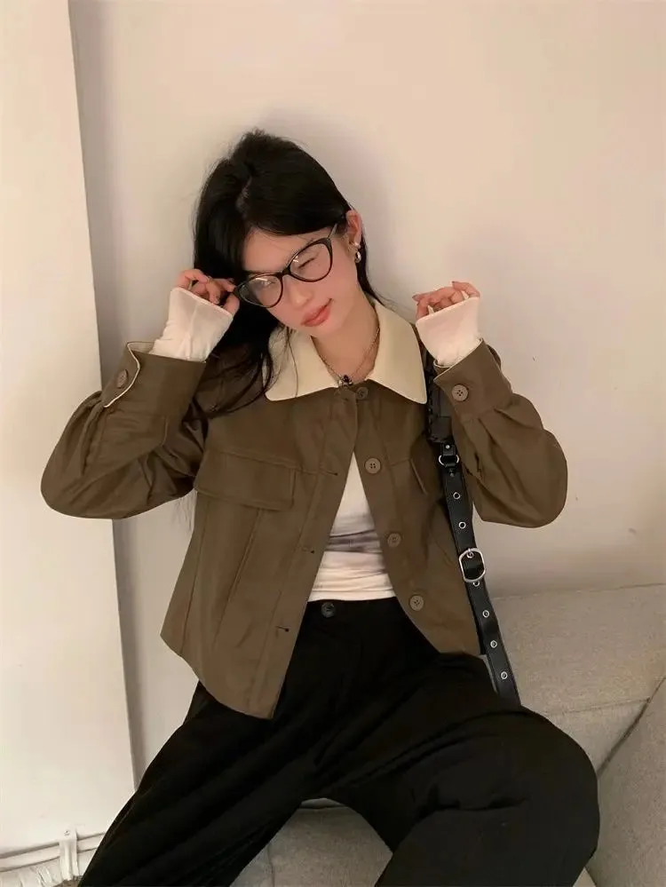 Cropped Leather Biker Jacket
