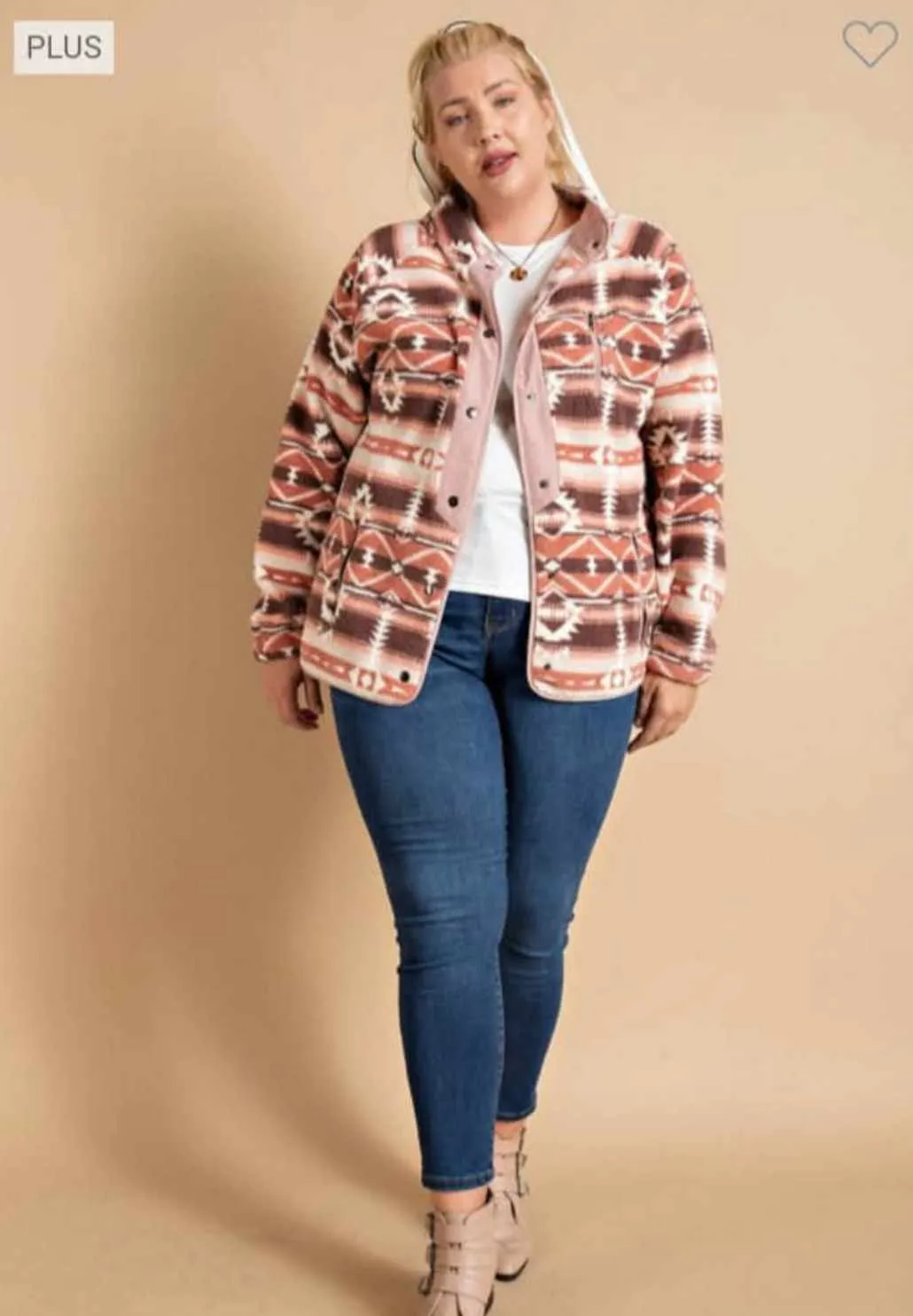 Curvy Aztec Button Down Shacket