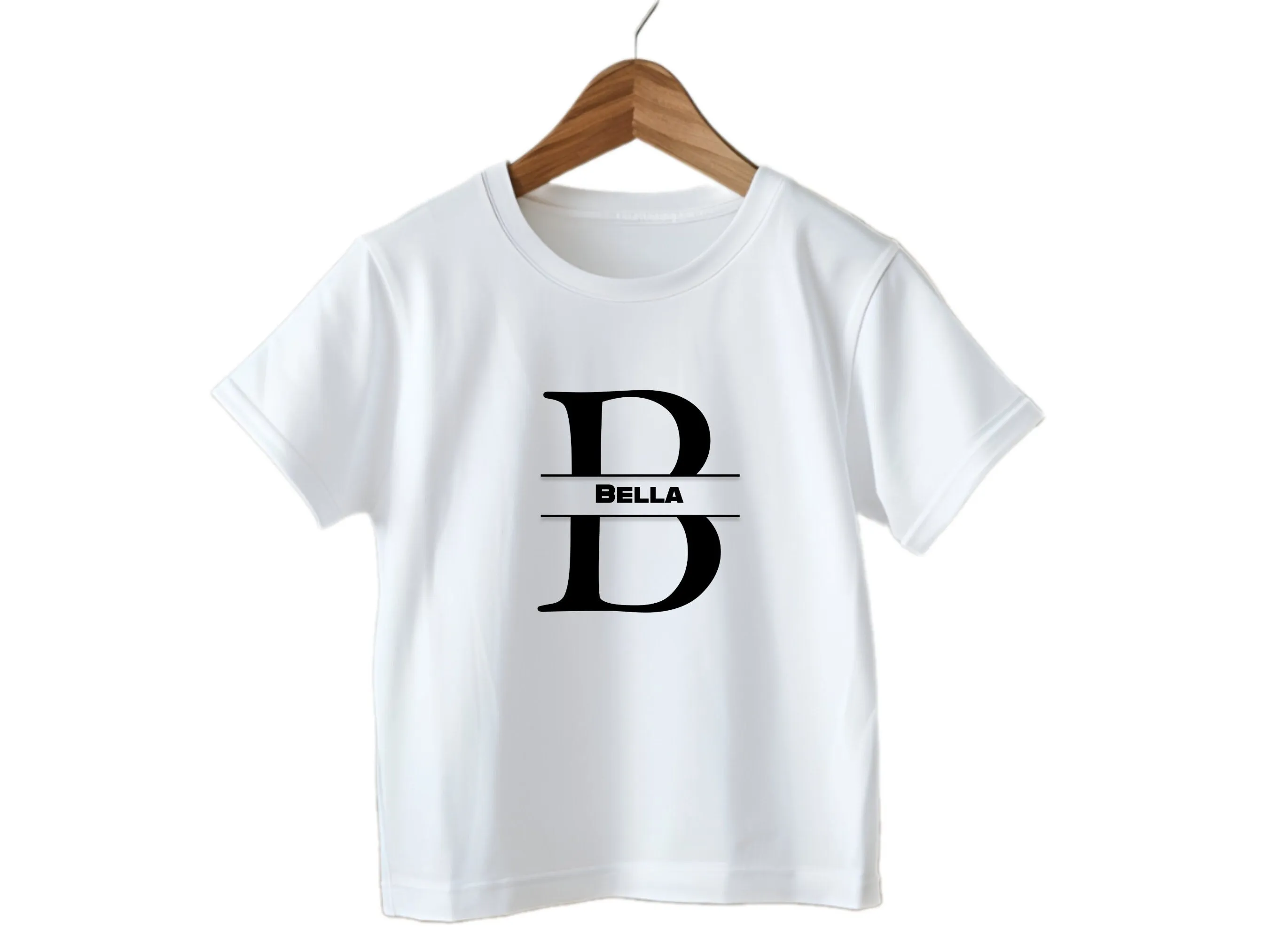 Custom Kids Tshirt Gift For Toddler Girls with Initials B On Shirt