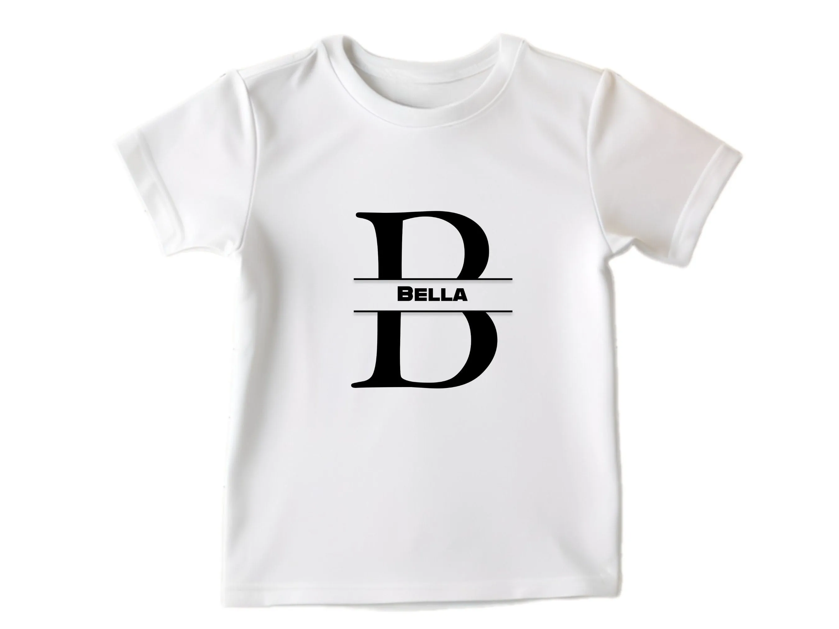 Custom Kids Tshirt Gift For Toddler Girls with Initials B On Shirt