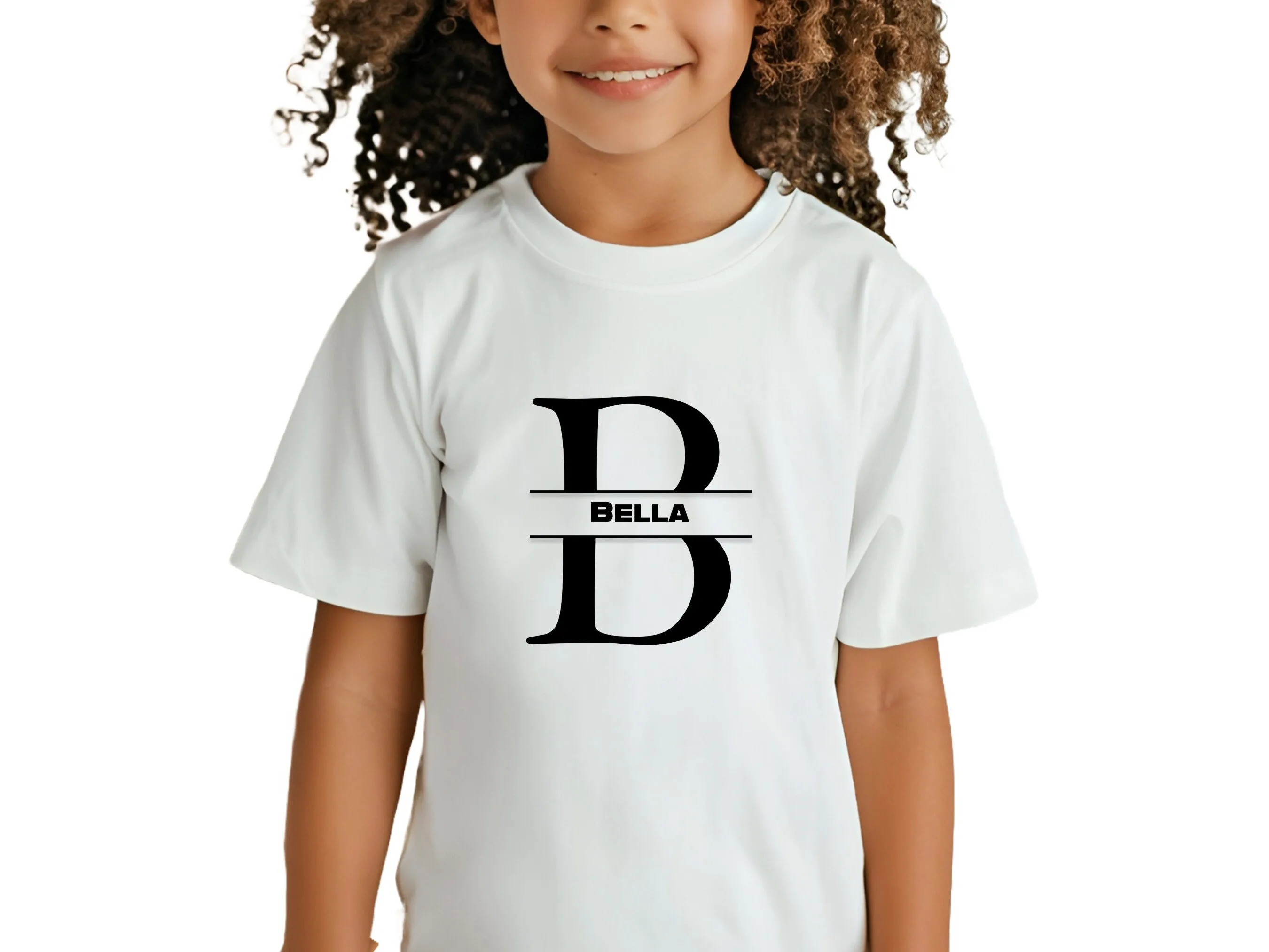 Custom Kids Tshirt Gift For Toddler Girls with Initials B On Shirt