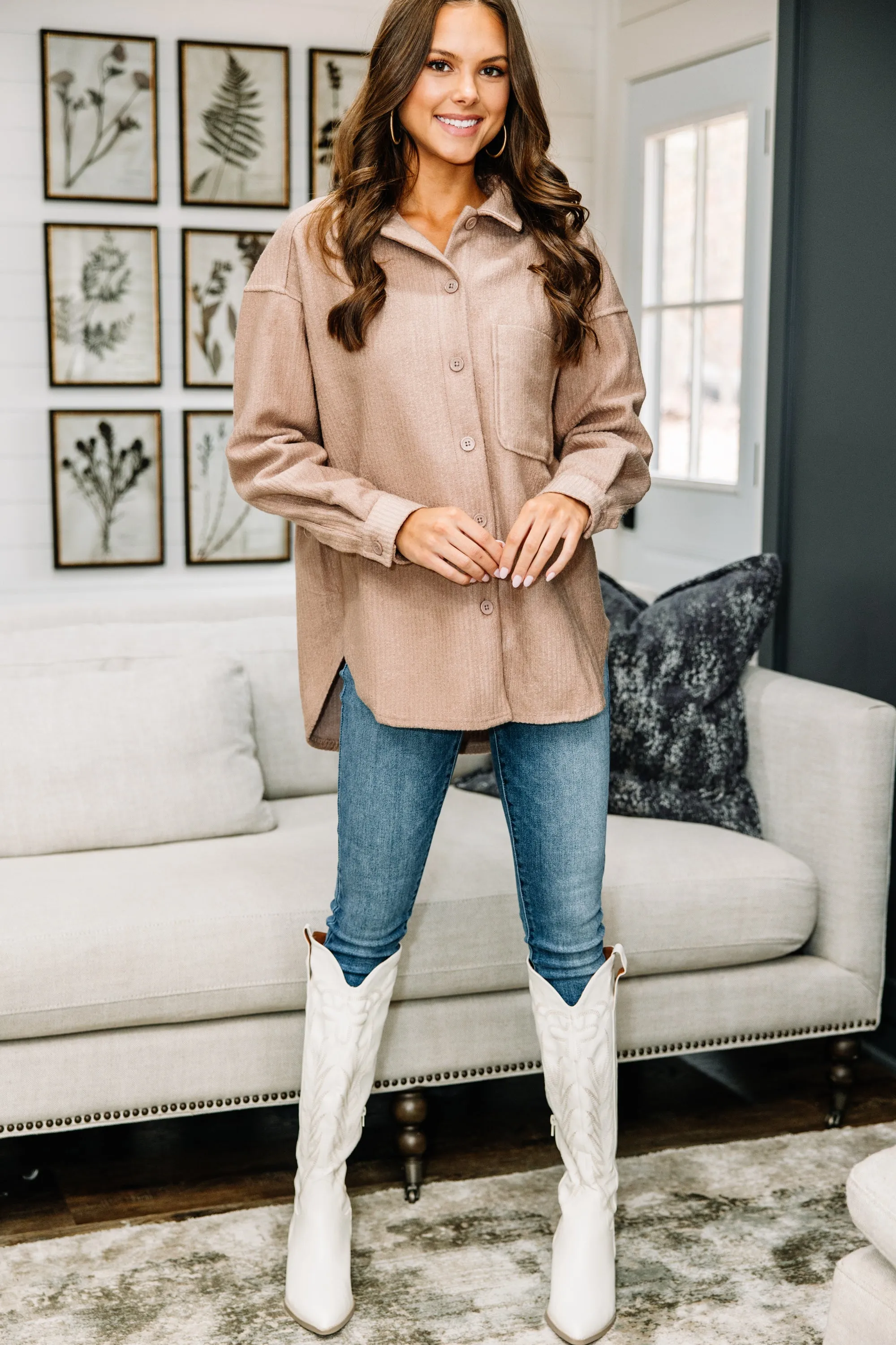 Dream On Mocha Brown Corduroy Shacket