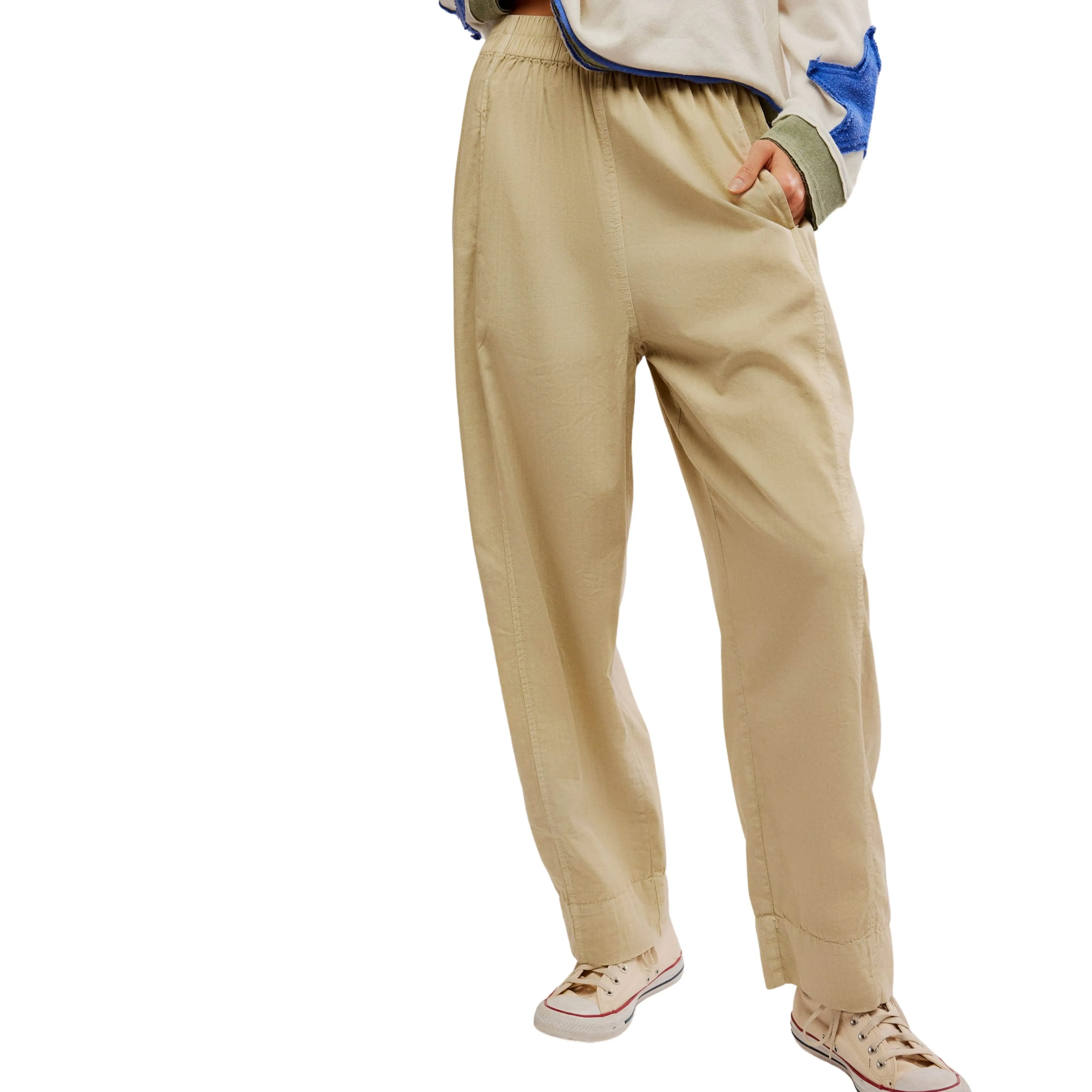 Free People Preppy Poplin Pull-On  Trousers In Birch