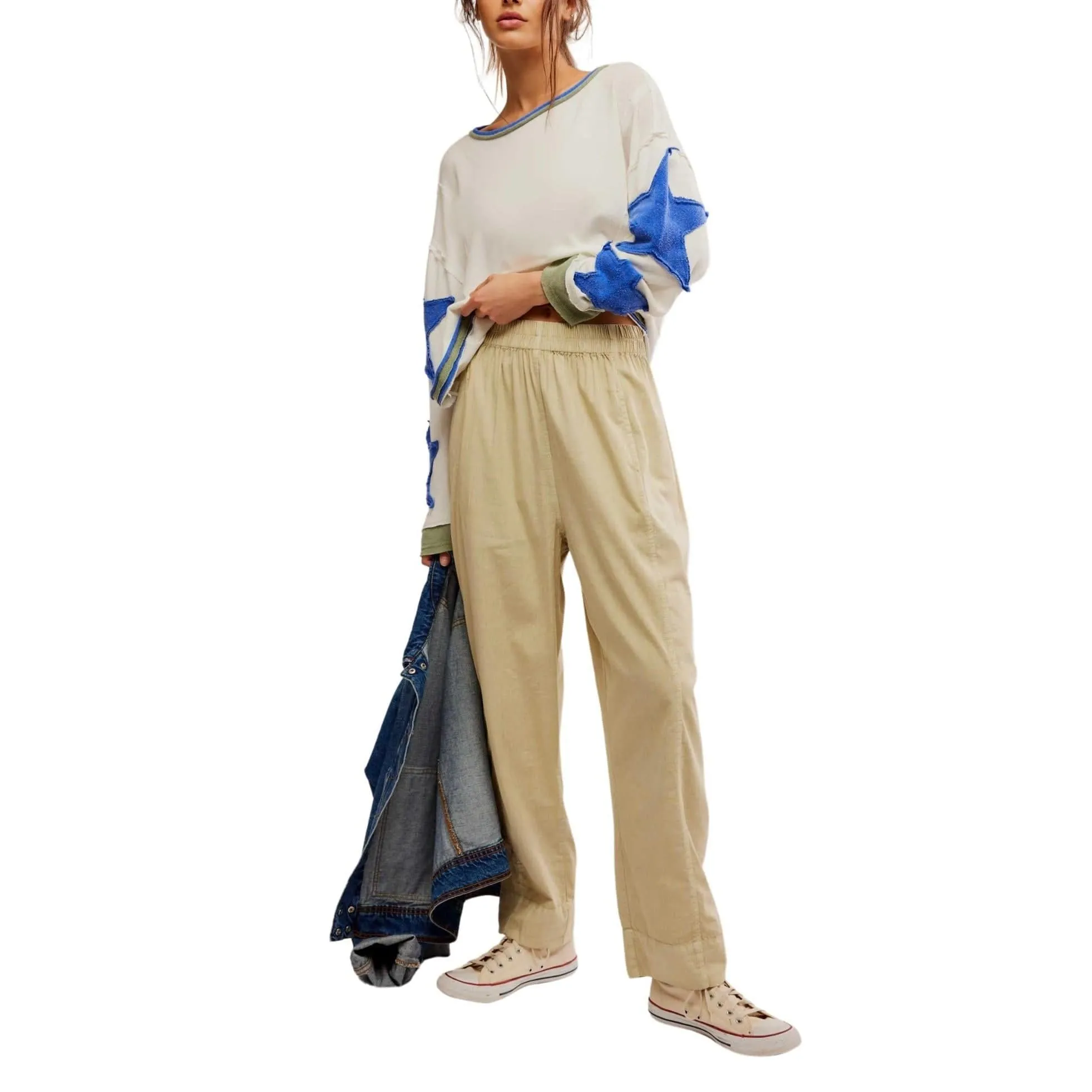 Free People Preppy Poplin Pull-On  Trousers In Birch